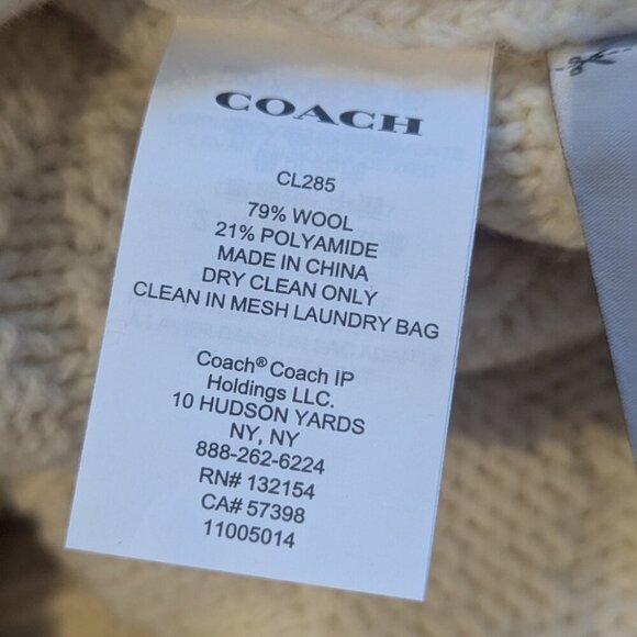 Coach Cream Ivory Oversized Turtleneck Poncho Wool Blend Sweater - size XS NWT - Picture 6 of 6